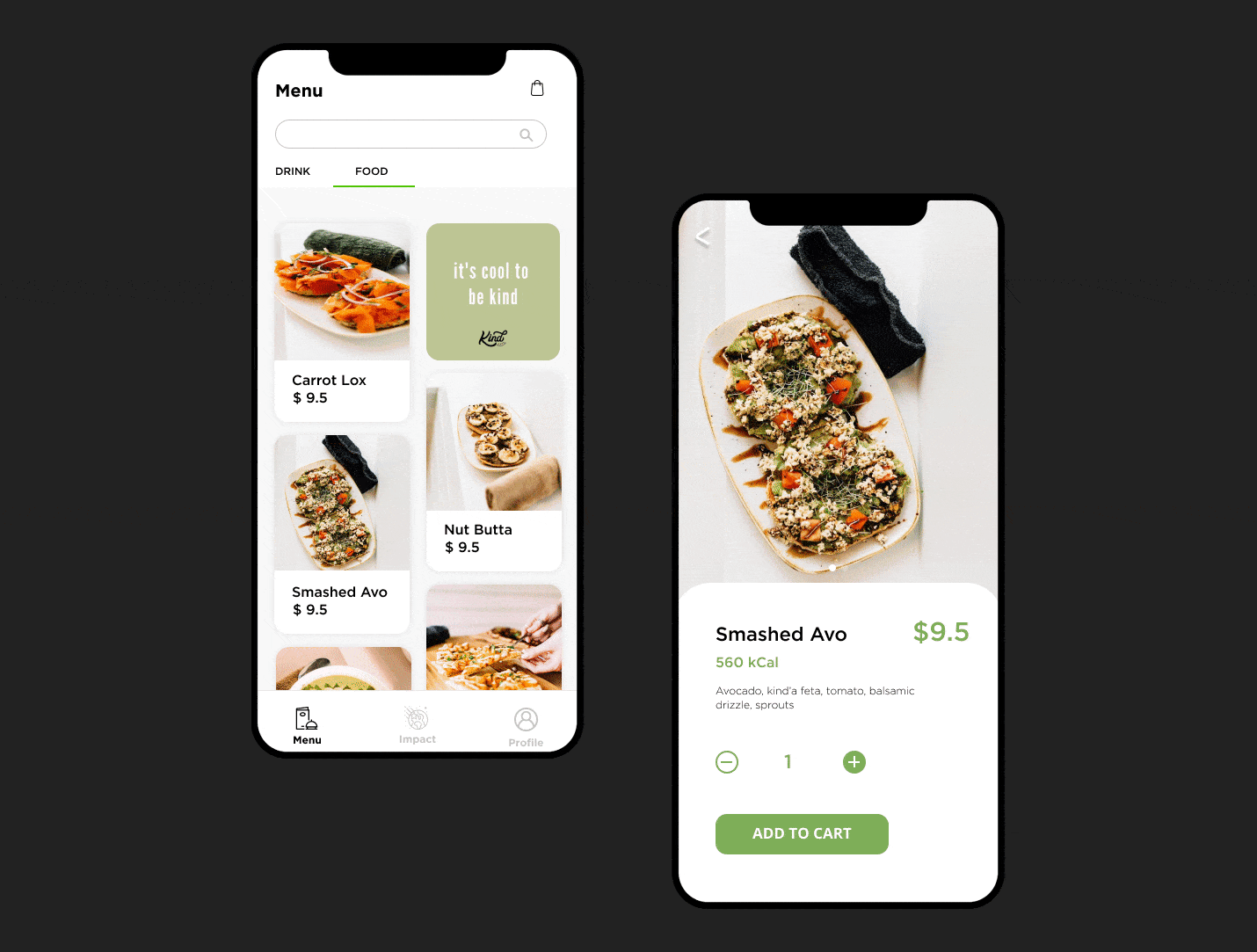 Menu options and look into the ingredients