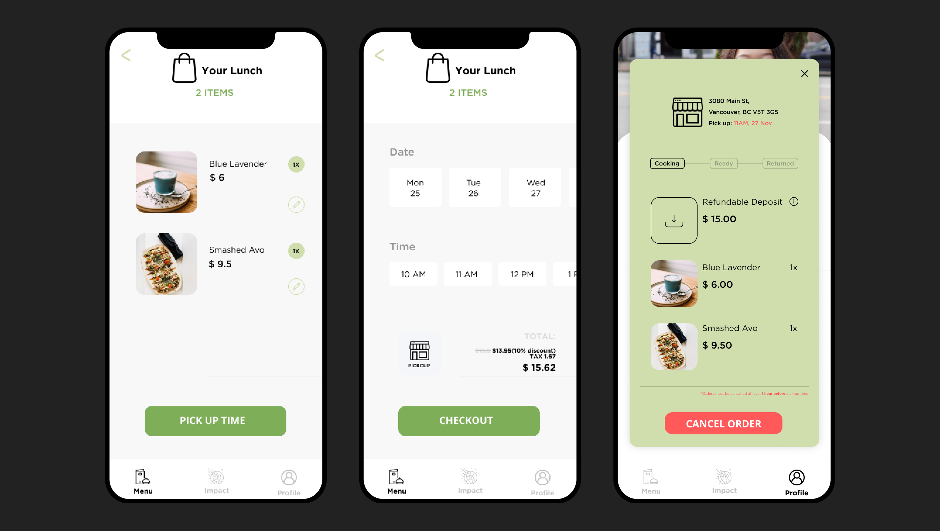 Placing a meal order
