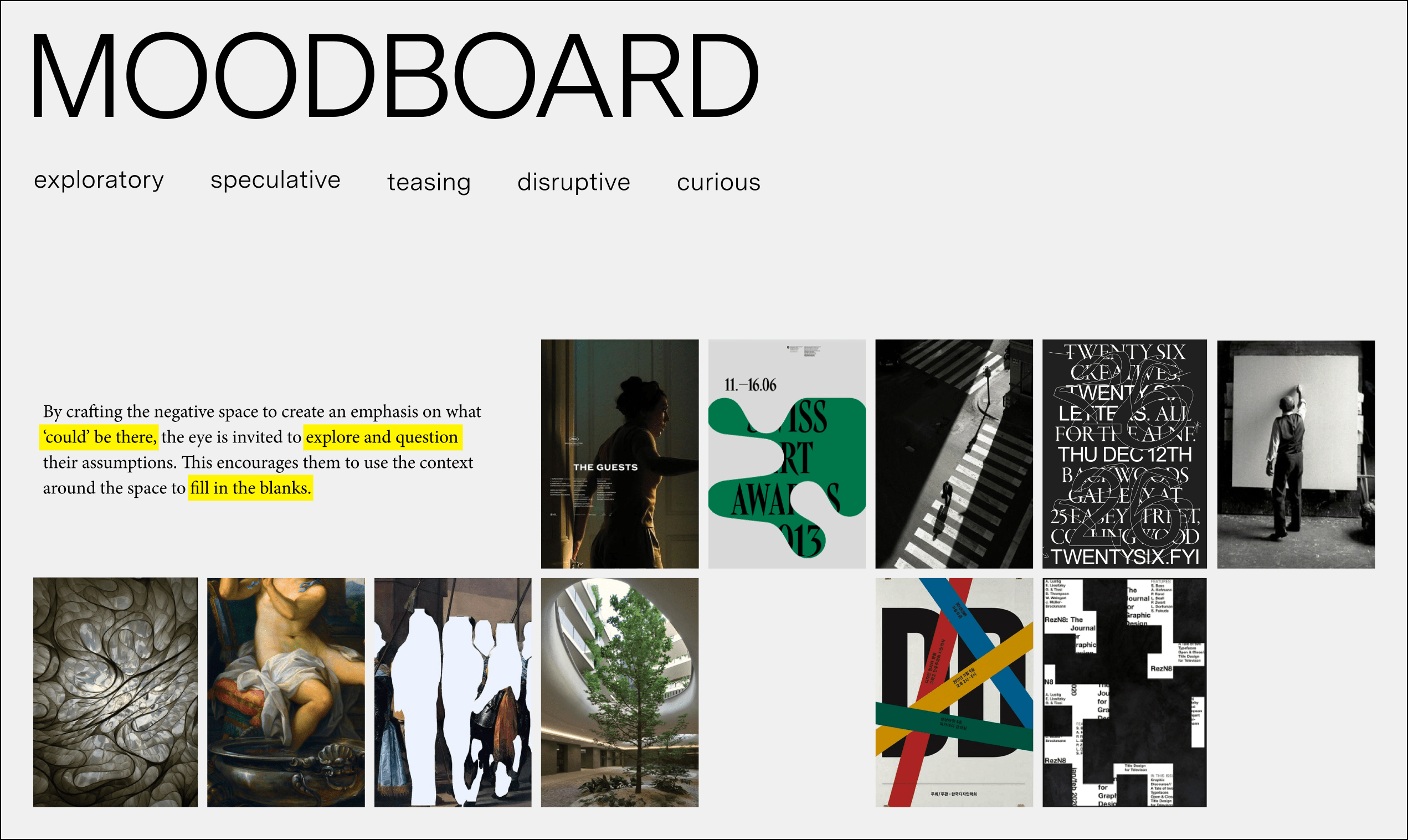 Moodboard for the art direction of this project