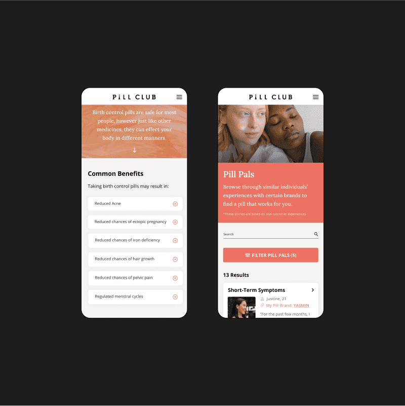 Pill Club cover image: two iphone mockup screens
