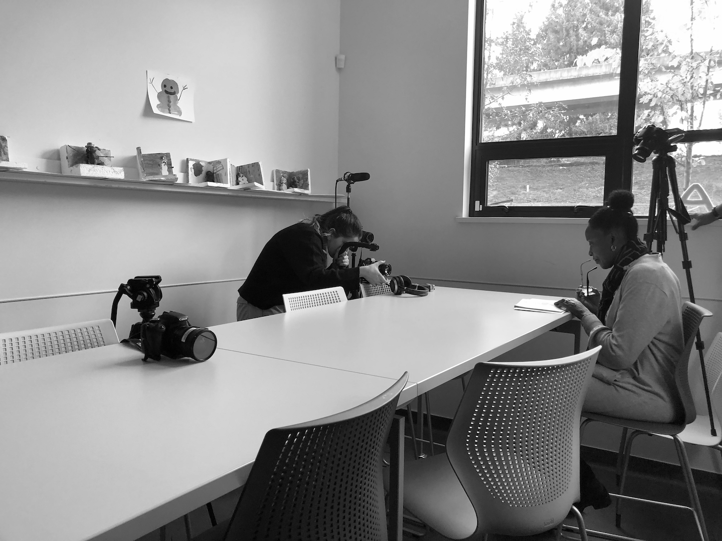 BTS photo of camera testing