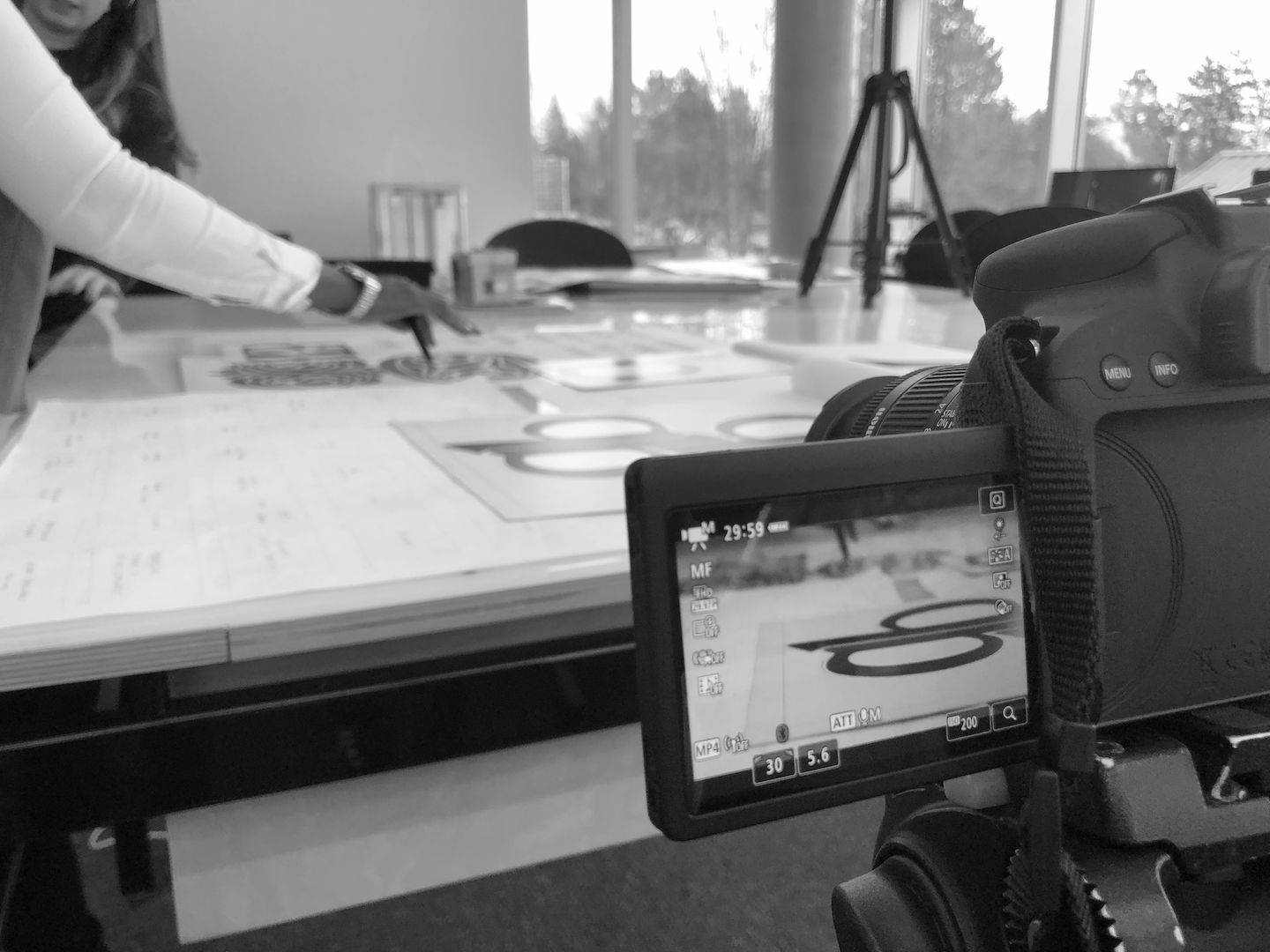 BTS photo of camera monitor