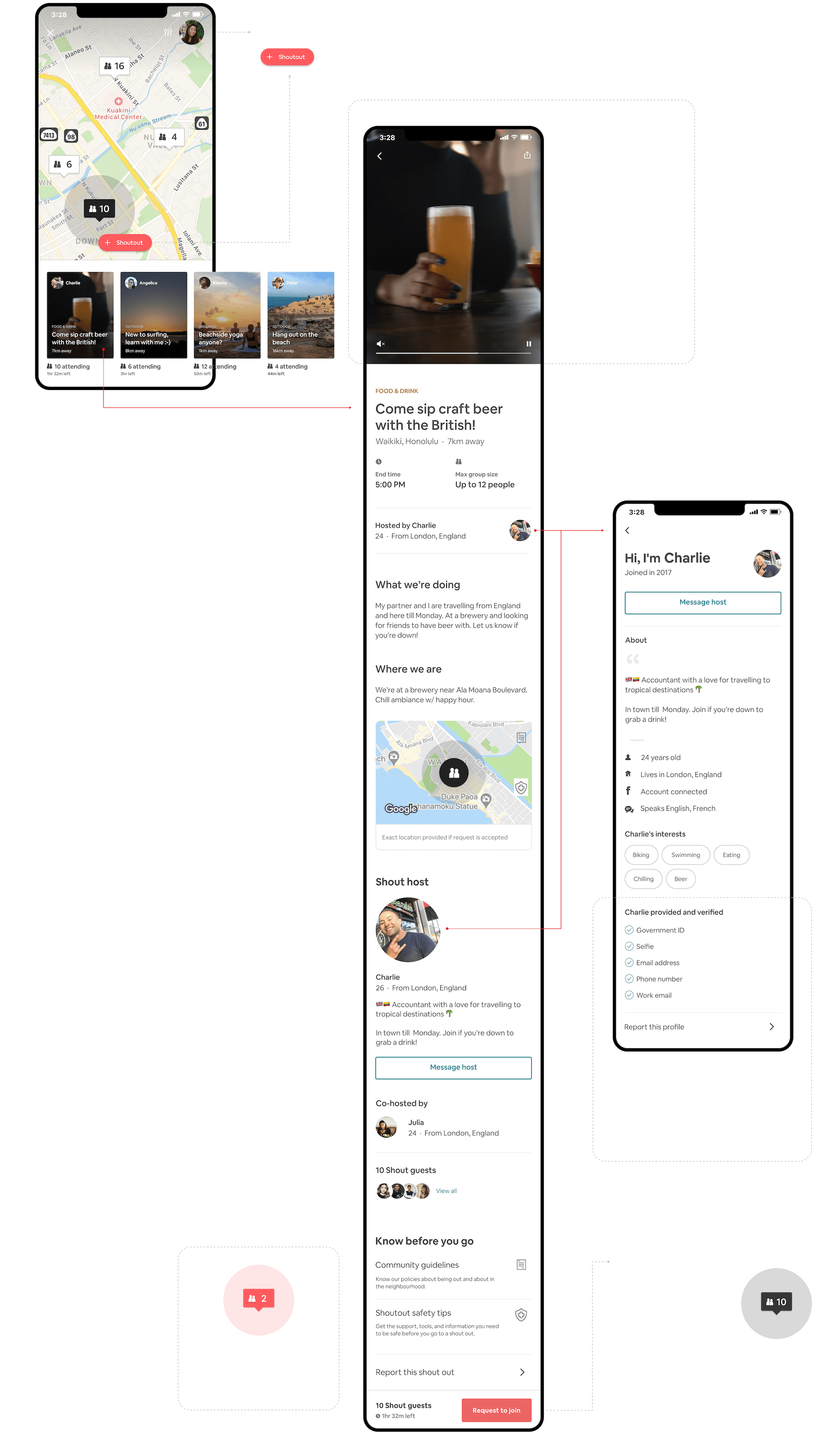 Map where users can access Shoutouts
